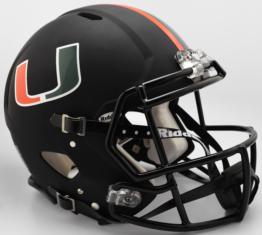 Miami Hurricanes Speed Football Helmet 2017 Nights Satin Black