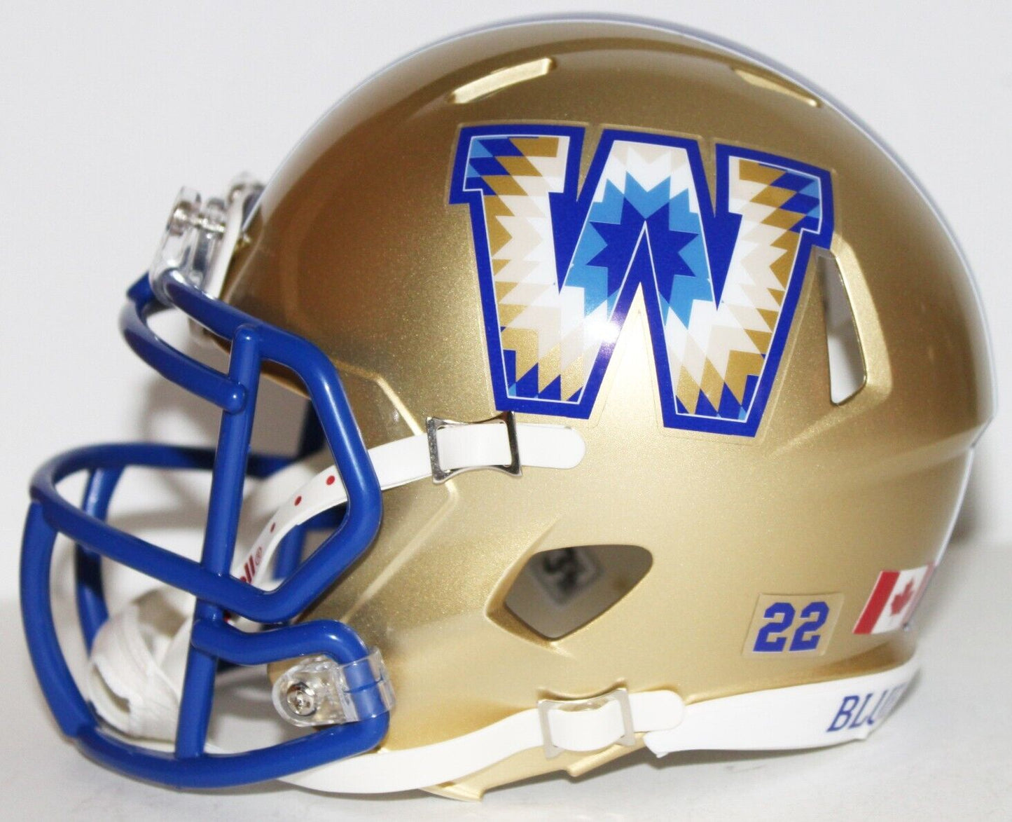 2022 CFL Winnipeg Blue Bombers Custom Riddell Mini Helmet