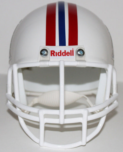 John Hannah New England Patriots Riddell Custom Mini Helmet w Metal Facemask