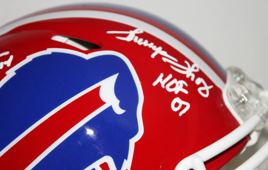 Jim Kelly, Thurman Thomas and Andre Reed Buffalo Bills Triplets Signed Authentic Full Size Authentic Speed Helmet w/ Inscription
