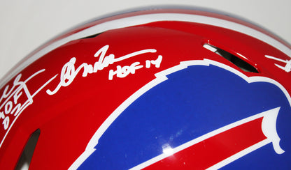 Jim Kelly, Thurman Thomas and Andre Reed Buffalo Bills Triplets Signed Authentic Full Size Authentic Speed Helmet w/ Inscription