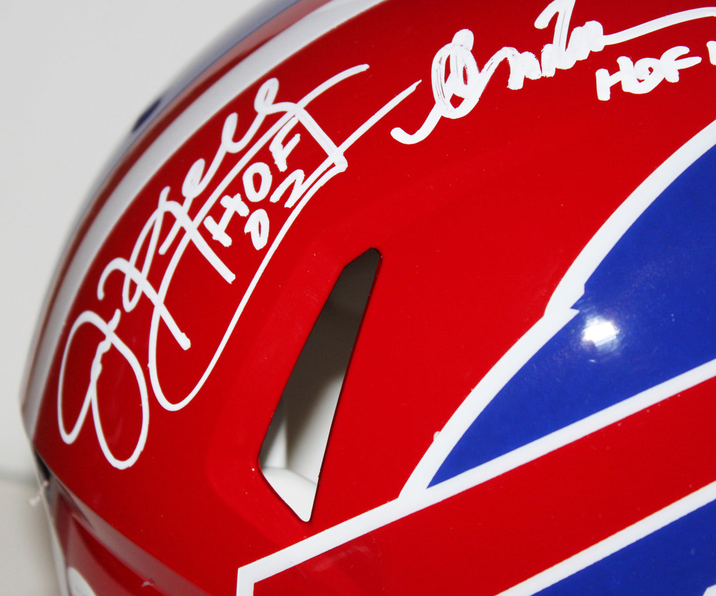 Jim Kelly, Thurman Thomas and Andre Reed Buffalo Bills Triplets Signed Authentic Full Size Authentic Speed Helmet w/ Inscription