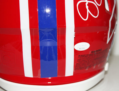 Jim Kelly, Thurman Thomas and Andre Reed Buffalo Bills Triplets Signed Authentic Full Size Authentic Speed Helmet w/ Inscription