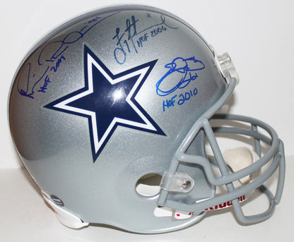Troy Aikman, Michael Irvin and Emmitt Smith "Triplets" Signed Dallas Cowboys Full Size Replica Helmet w/ Inscription