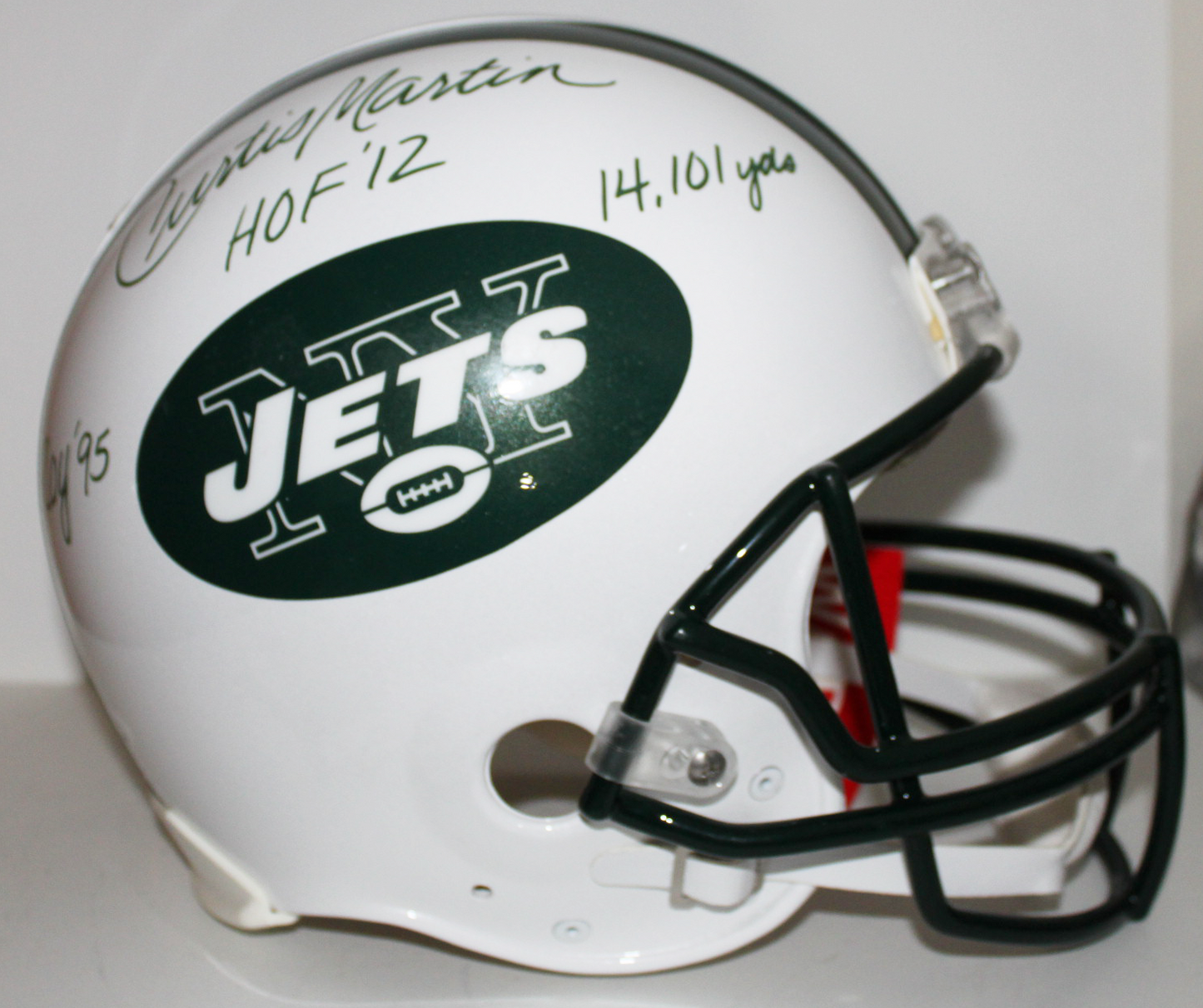 Curtis Martin New York Jets TB Full Size Proline Helmet with Inscriptions - JSA