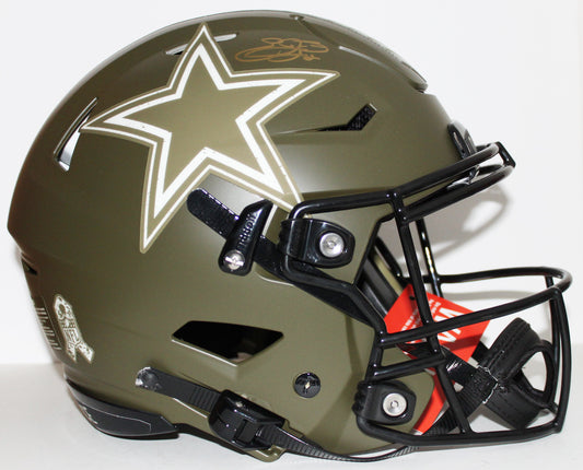 Emmitt Smith Signed Dallas Cowboys Full Size Authentic Speed Flex Salute to Service NFL Helmet