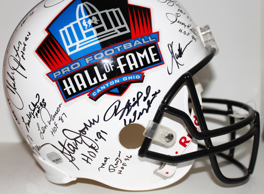 Hall of Fame Full Size Helmet Signed by 35, Jim Brown, Joe Montana, Dan Marino