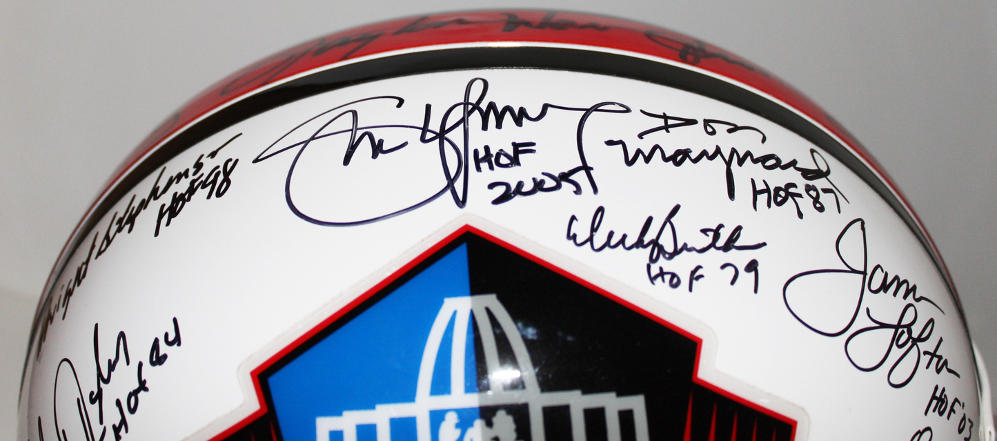 Hall of Fame Full Size Helmet Signed by 35, Jim Brown, Joe Montana, Dan Marino