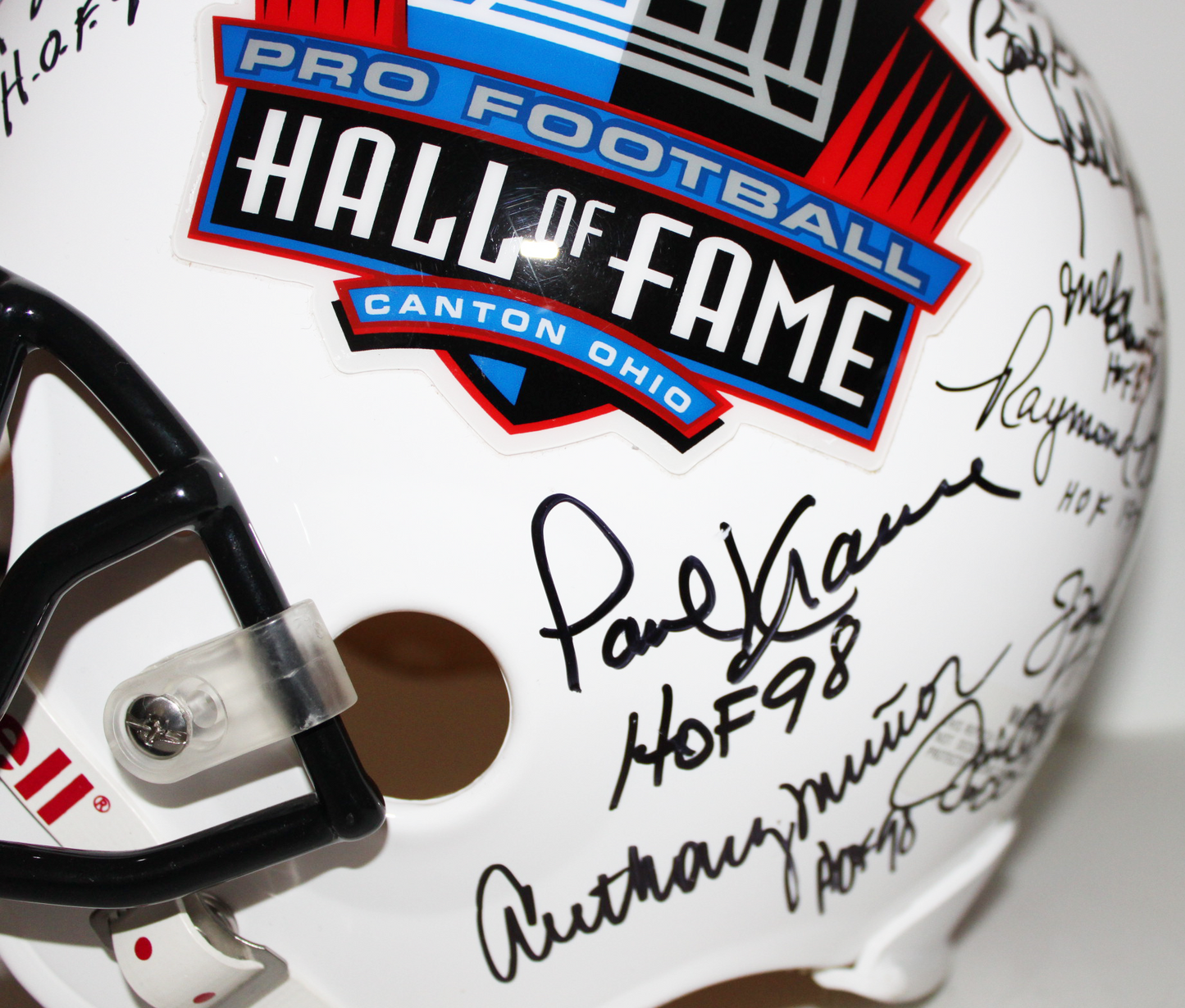 Hall of Fame Full Size Helmet Signed by 35, Jim Brown, Joe Montana, Dan Marino