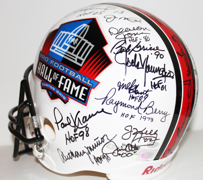 Hall of Fame Full Size Helmet Signed by 35, Jim Brown, Joe Montana, Dan Marino