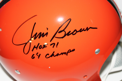 Jim Brown Cleveland Browns Signed "TK" 2-Bar Helmet with Inscription