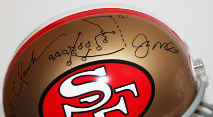 Joe Montana and Dwight Clark Signed 49ers Replica Helmet with "The Catch" Inscription