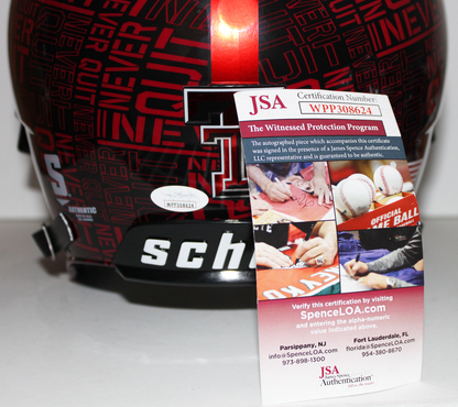 Patrick Mahomes Texas Tech Red Raiders Signed Authentic Schutt Full Size Helmet
