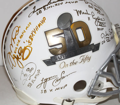 Multi-Signed LE "Super Bowl on The 50" Full-Size Authentic Proline Helmet with (15) Montana, Bradshaw, Riggins, Csonka, Swann and Dawson