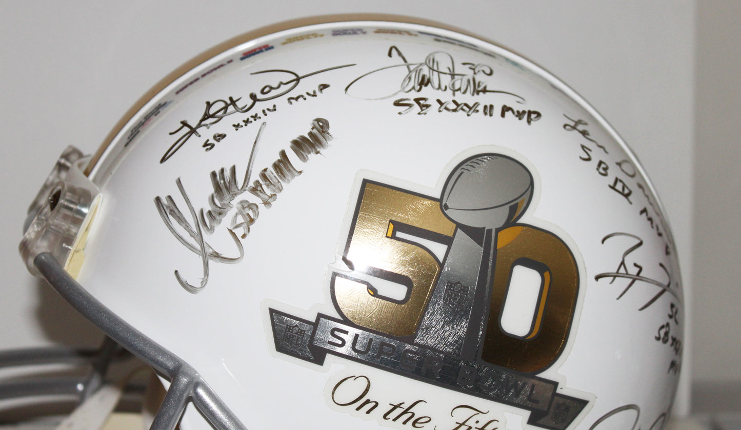 Multi-Signed LE "Super Bowl on The 50" Full-Size Authentic Proline Helmet with (15) Montana, Bradshaw, Riggins, Csonka, Swann and Dawson