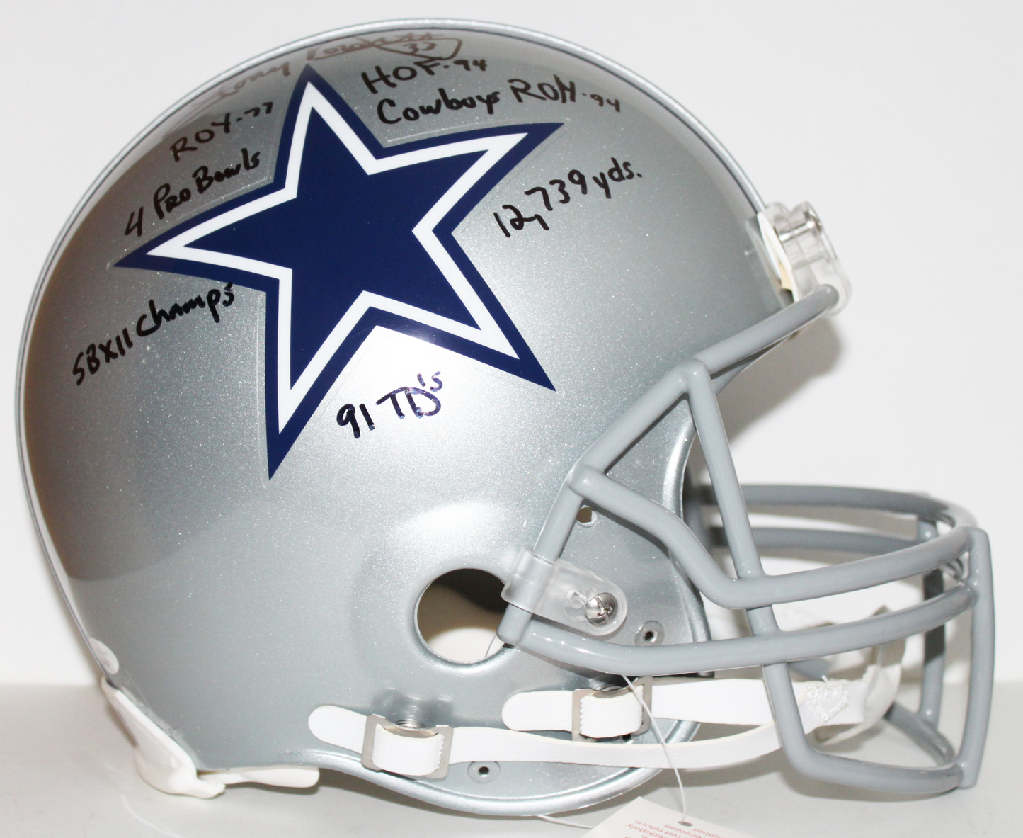 Tony Dorsett Dallas Cowboys Signed Proline Helmet with Inscriptions - JSA