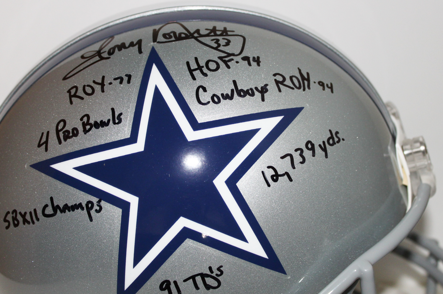 Tony Dorsett Dallas Cowboys Signed Proline Helmet with Inscriptions - JSA