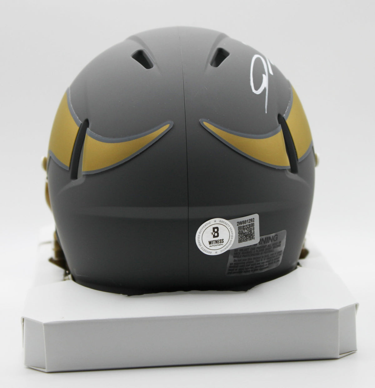 Jordan Addison Minnesota Vikings Slate Signed Mini Helmet