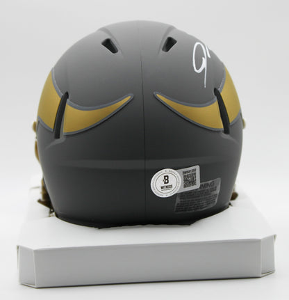 Jordan Addison Minnesota Vikings Slate Signed Mini Helmet