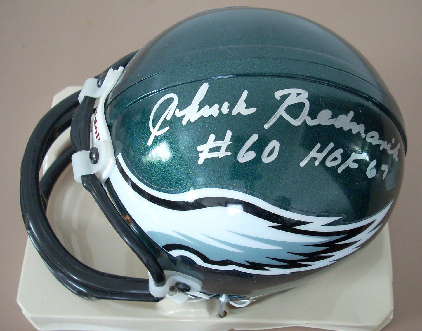 Chuck Bednarik* Signed Eagles Riddell Lil Mini Helmet