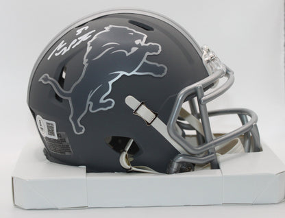 Sam LaPorta Detroit Lions Slate Signed Mini Helmet