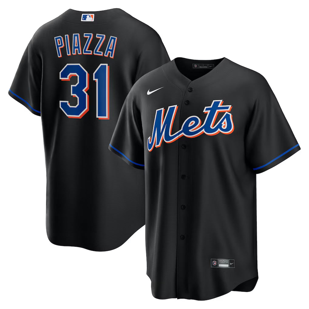 Mike Piazza New York Mets Nike Black 2022 Alternate Replica Player Jersey