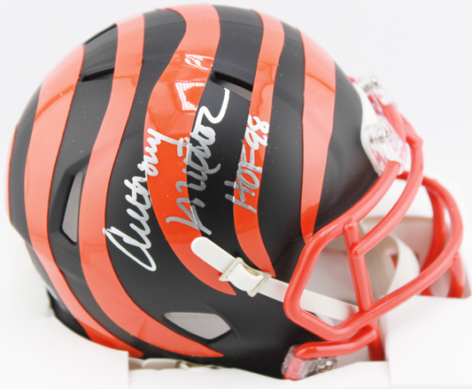 Anthony Munoz Cincinnati Bengals Signed Flat-Black Mini Helmet