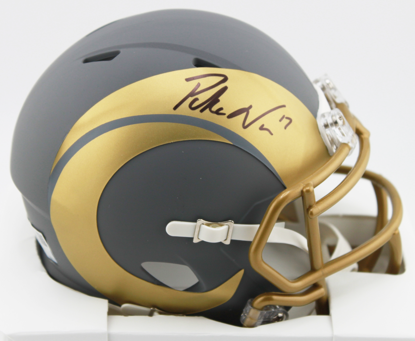 Puka Nacua Los Angeles Signed Rams Slate Mini Helmet - Fanatics