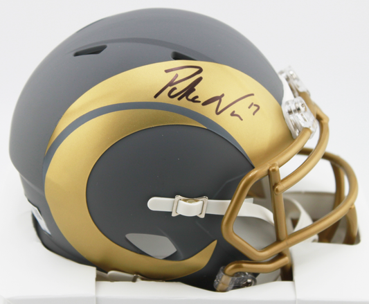 Puka Nacua Los Angeles Signed Rams Slate Mini Helmet - Fanatics