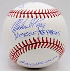 Michael Kay Sterling Waldman Signed OMLB Baseball "Voices of Yankees" - Beckett