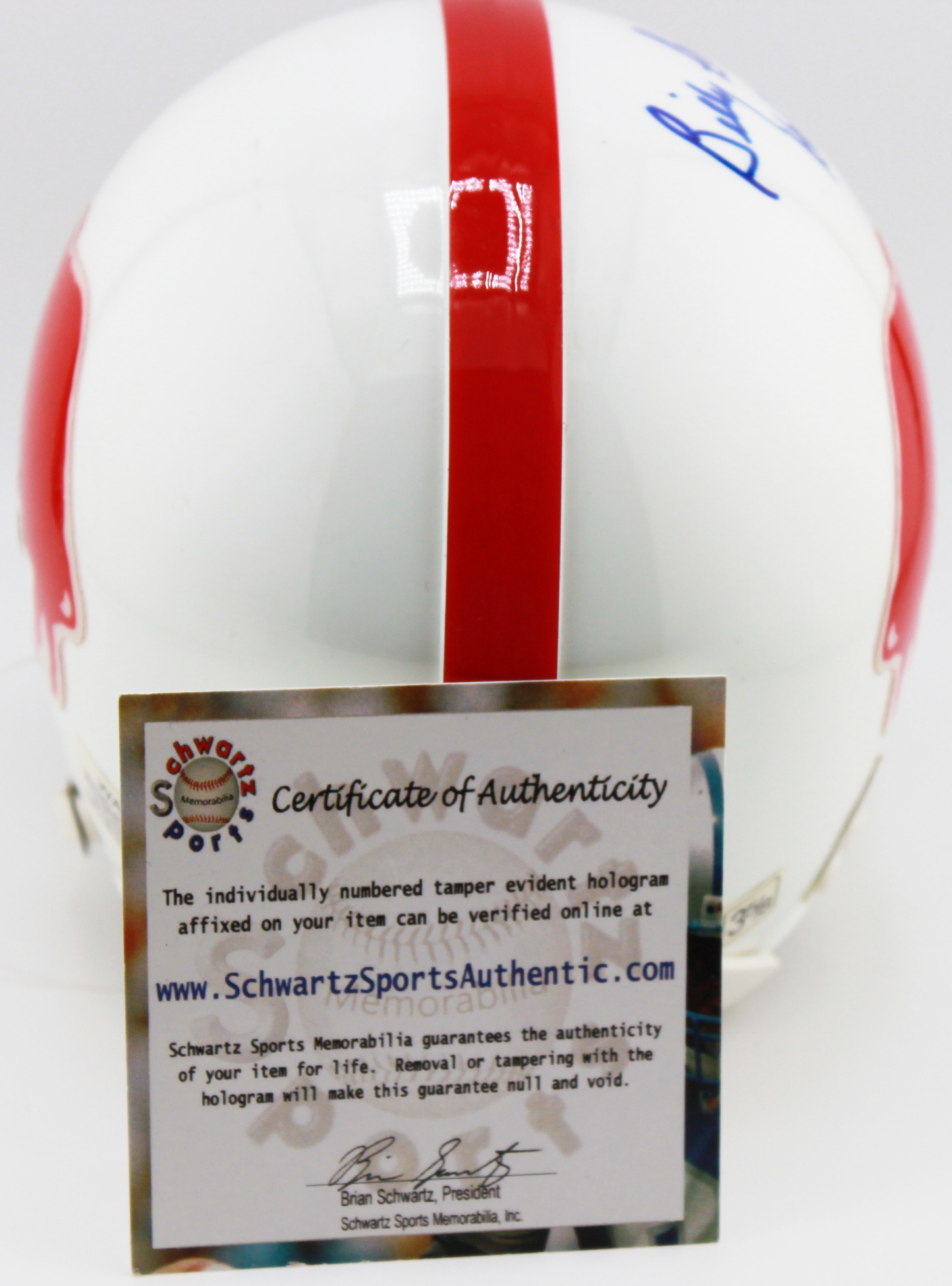 Billy Shaw Buffalo Bills Signed Throwback Mini Helmet w/HOF Inscription