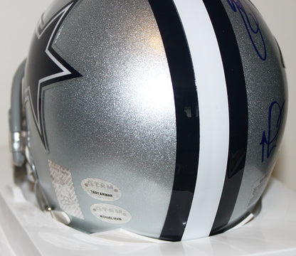 Dallas Cowboys "Triplets" Signed VSR4 Mini Helmet Troy Aikman, Michael Irvin and Emmitt Smith
